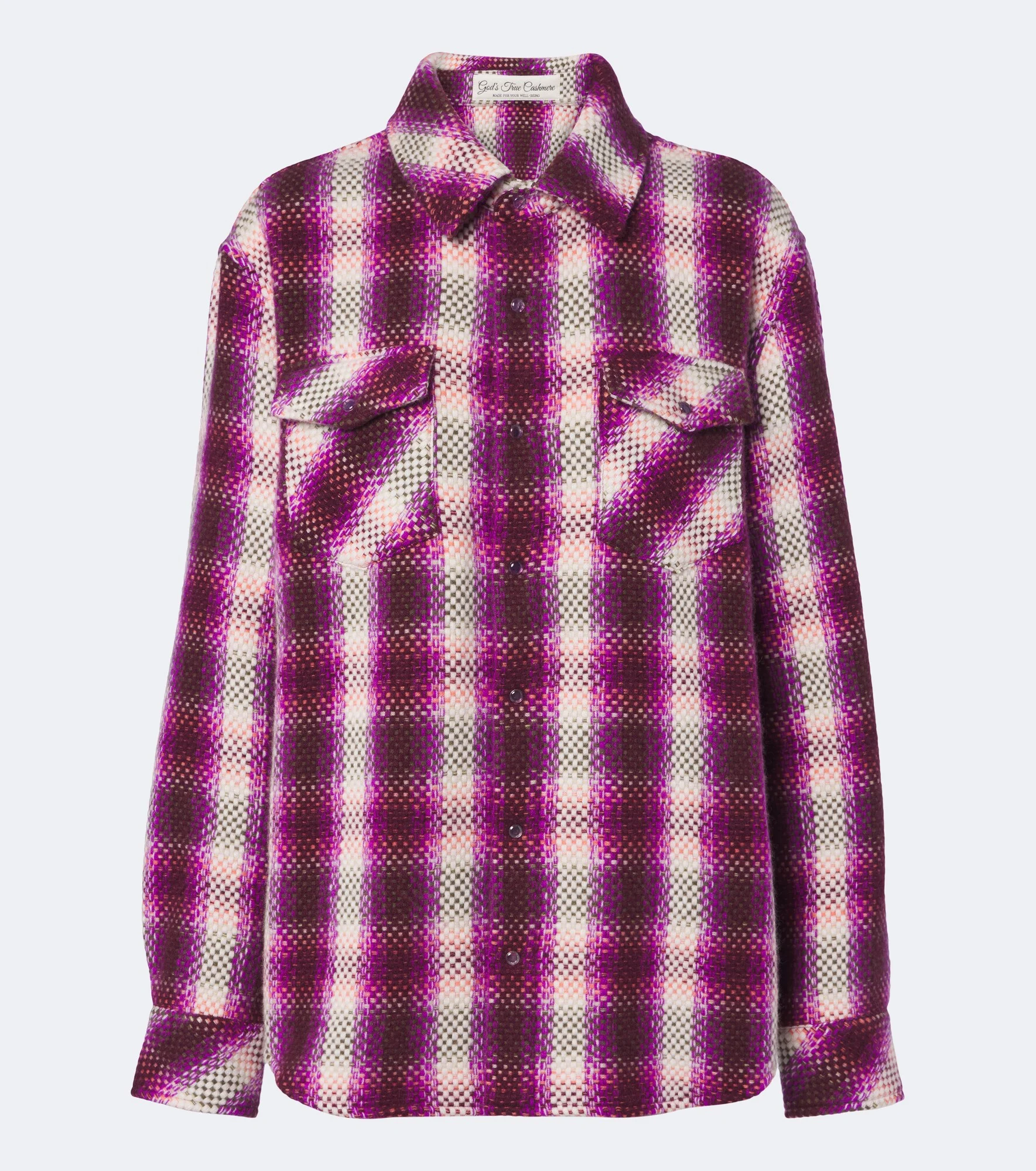Frontier plaid cashmere shirt with amethysts - 1
