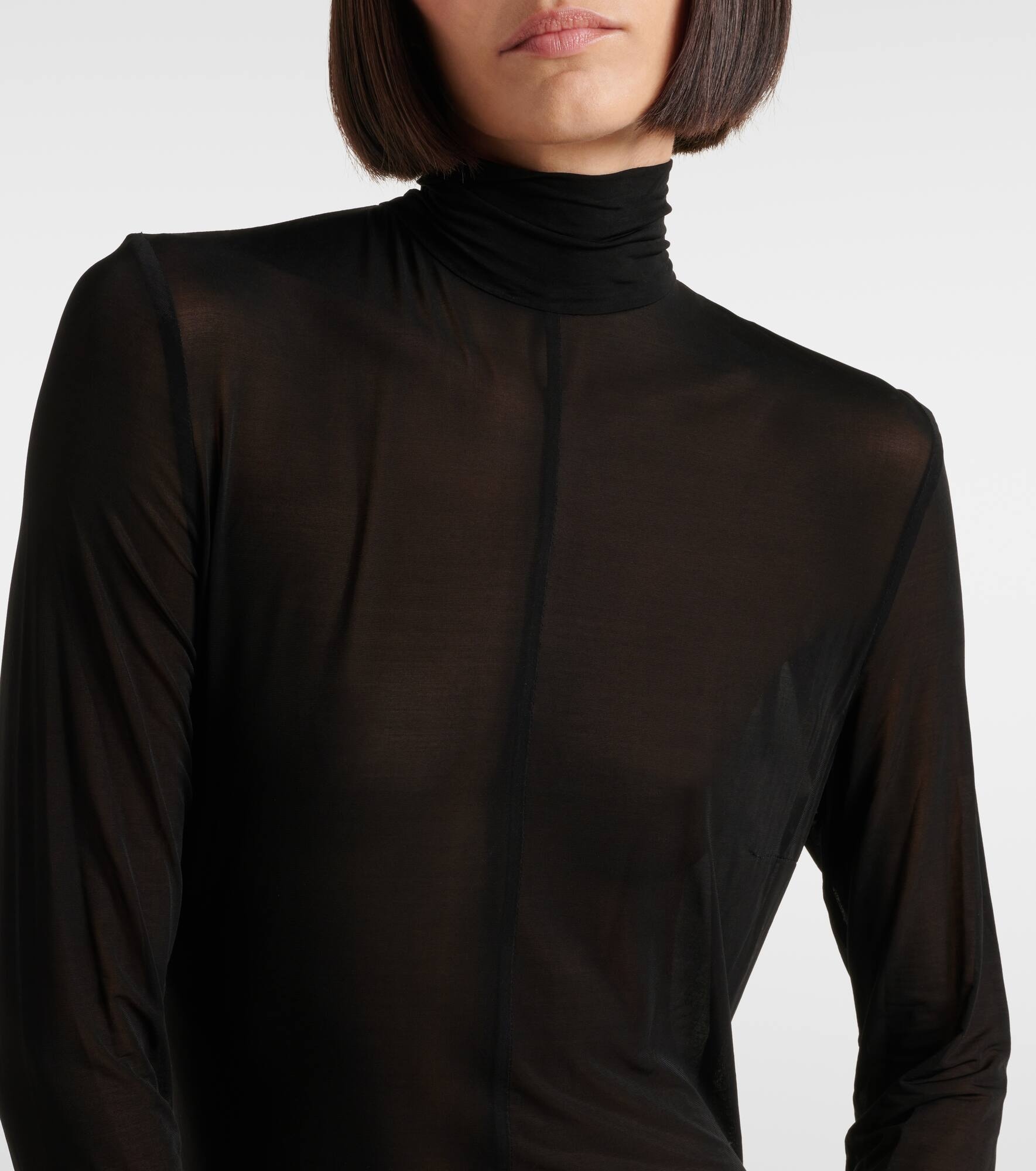 Sheer faux fur-trimmed minidress - 4