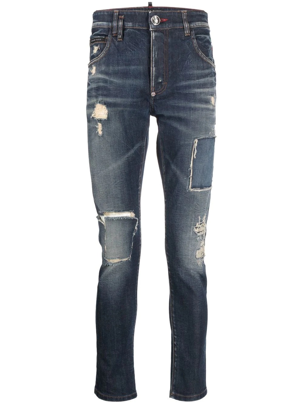 distressed skinny-cut jeans - 1