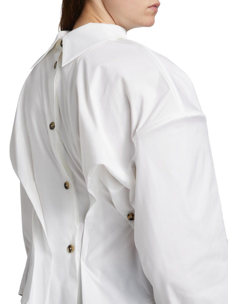 A. W.A. K.E. MODE Women's Twisted Reversed Shirt - White 6