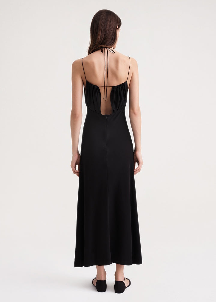 Gathered halterneck maxi dress black - 4