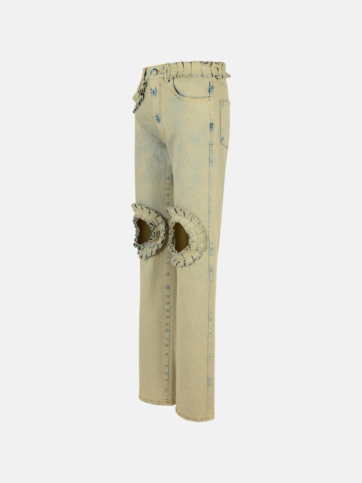 'RUFFLED' GREY COTTON JEANS - 2
