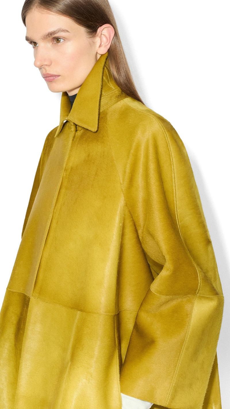 PONY CALFSKIN LONG A-LINE COAT 4