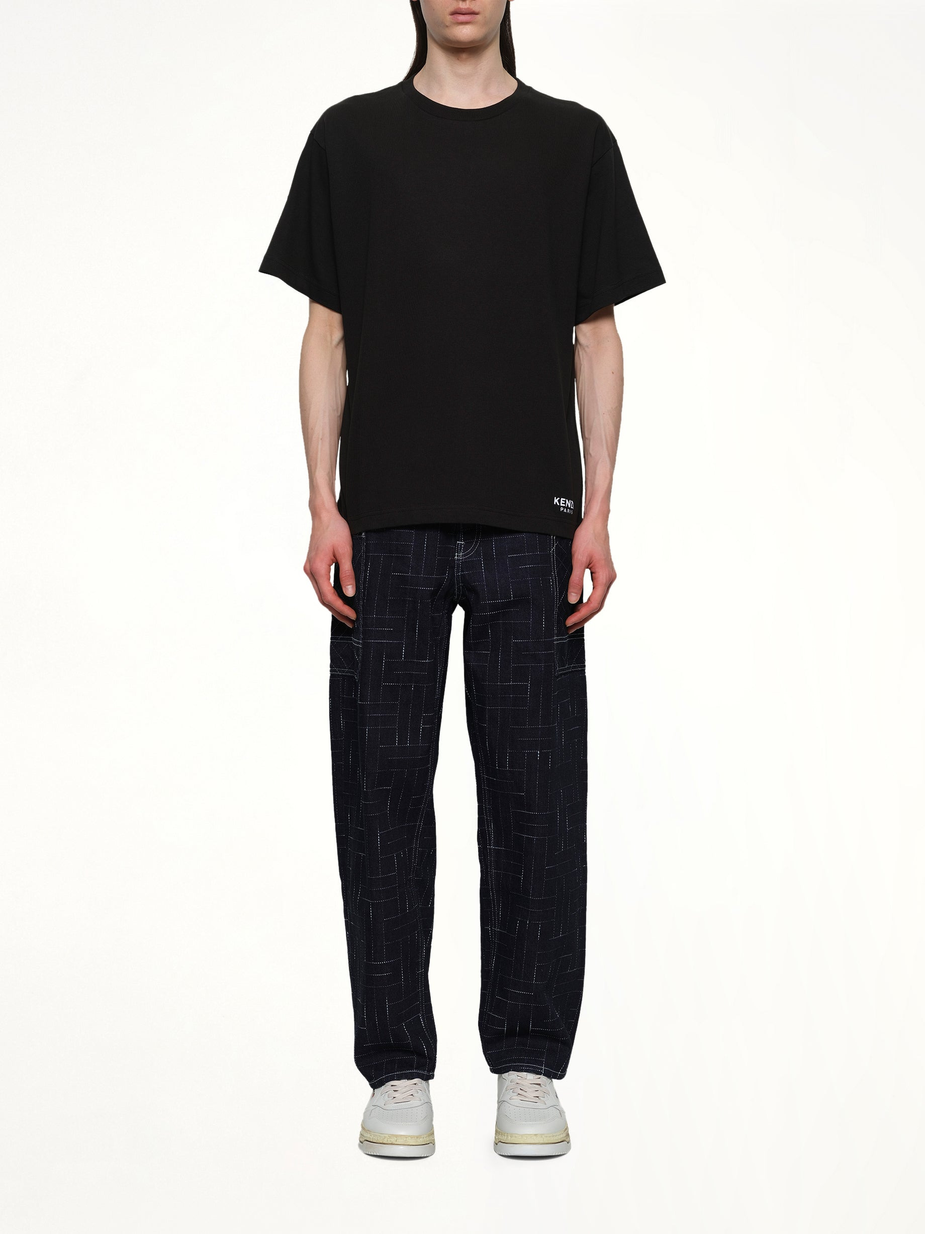 Gots Boke Flower Embroidered Oversize T-Shirt in Black - 7