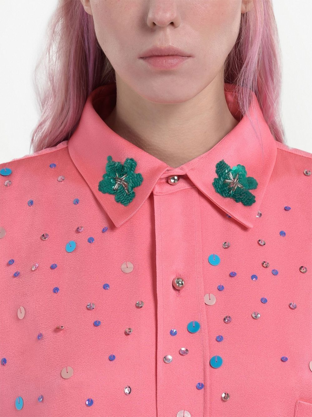 sequin-embellished oversized shirt - 5