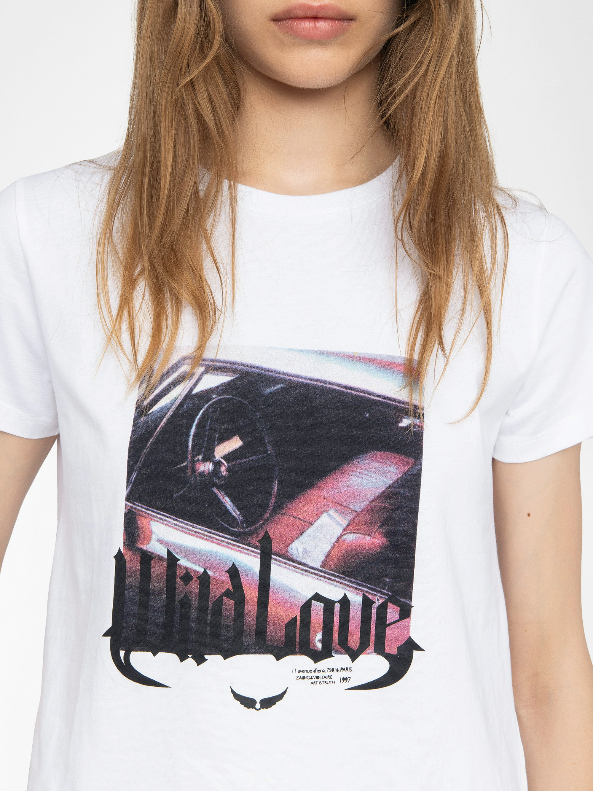 Alys Women's White Graphic Tee with Photoprint - 6