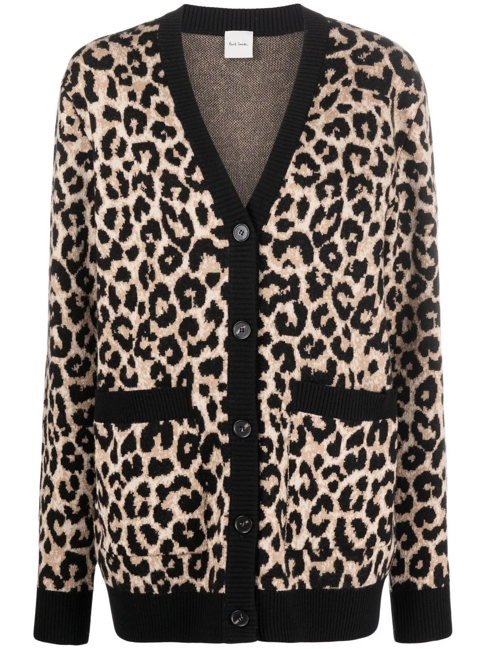 leopard-print wool cardigan - 1