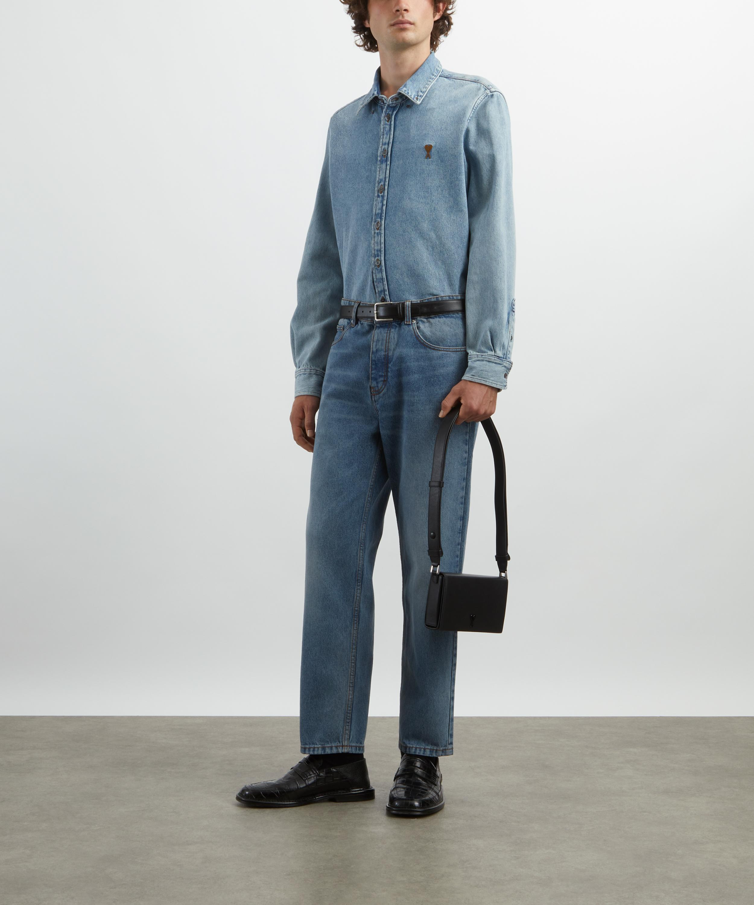 Blue Cotton Tapered Jeans - 2