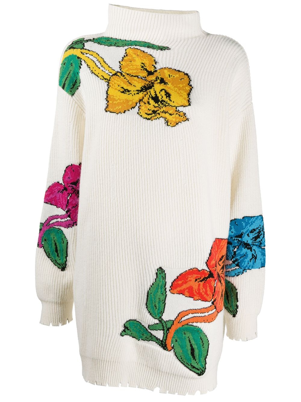 floral knitted long jumper - 1