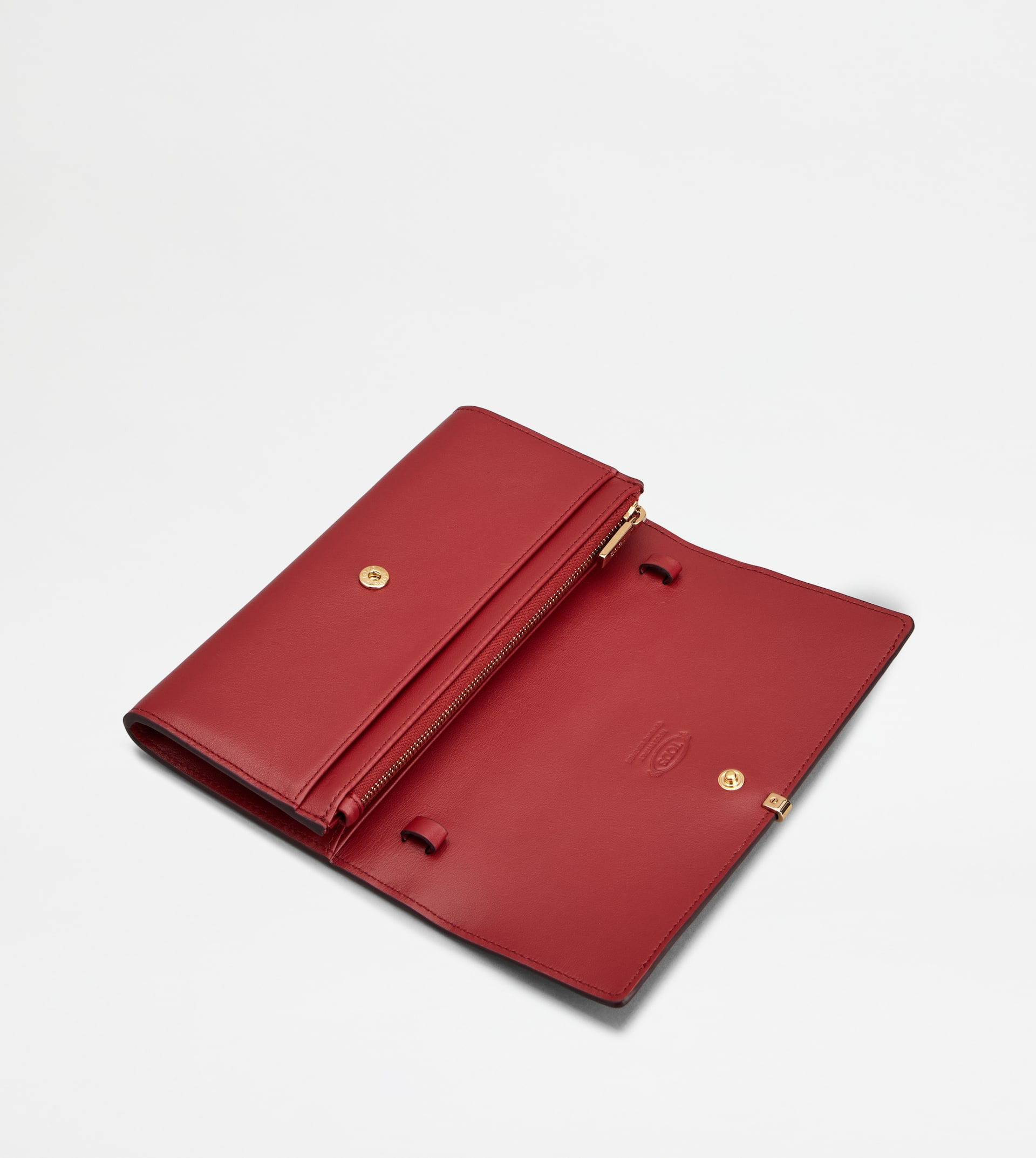 WALLET IN LEATHER WITH SHOULDER STRAP - RED - 5