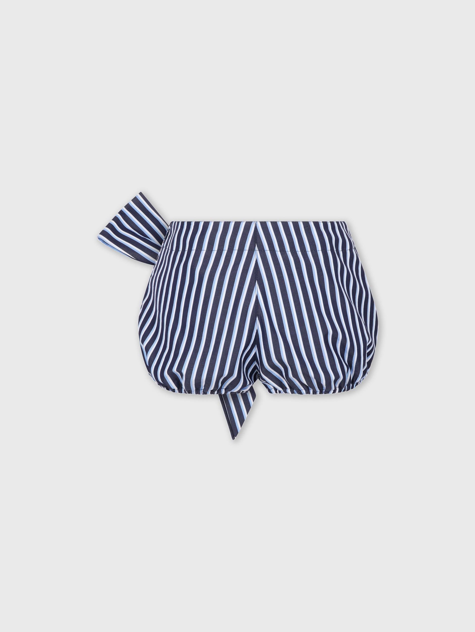 STRIPED WHITE AND BLUE MINI SHORTS IN COTTON POPLIN - 7