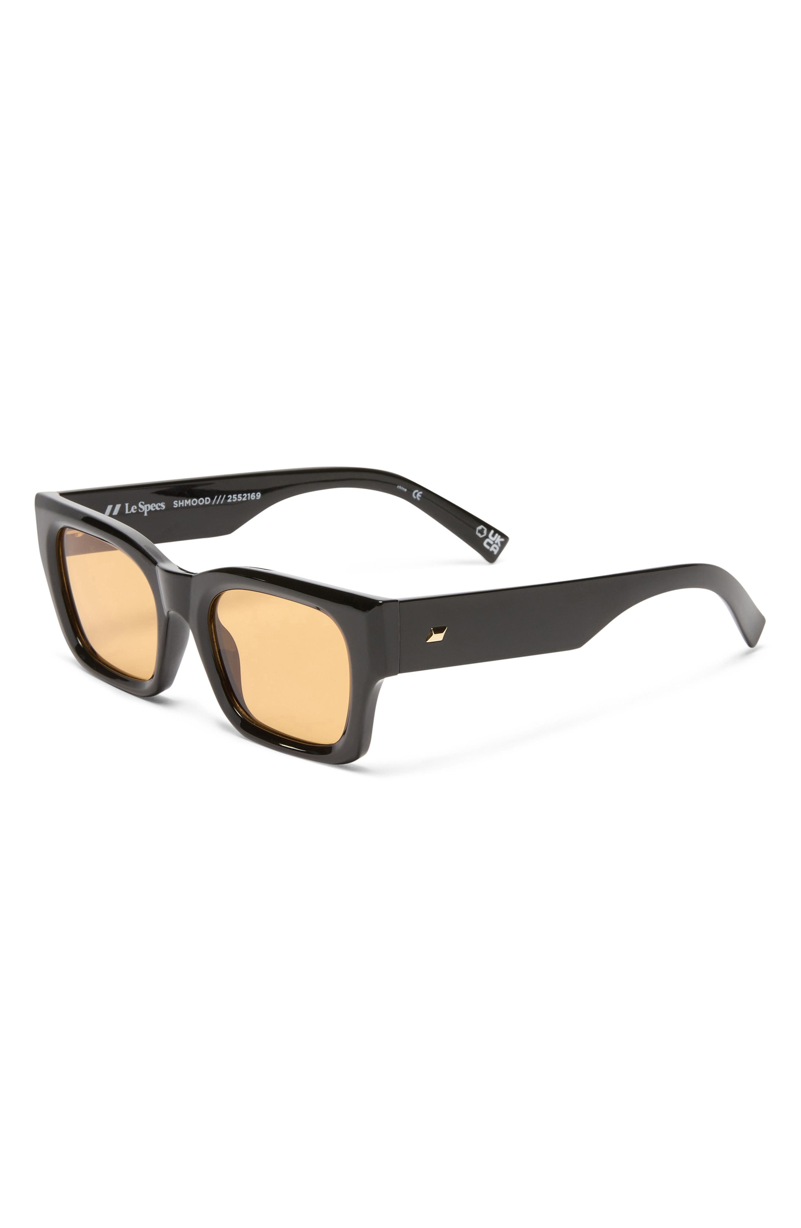 Le Specs Shmood 52mm Rectangular Sunglasses in Black/Amber Tint at Nordstrom - 2