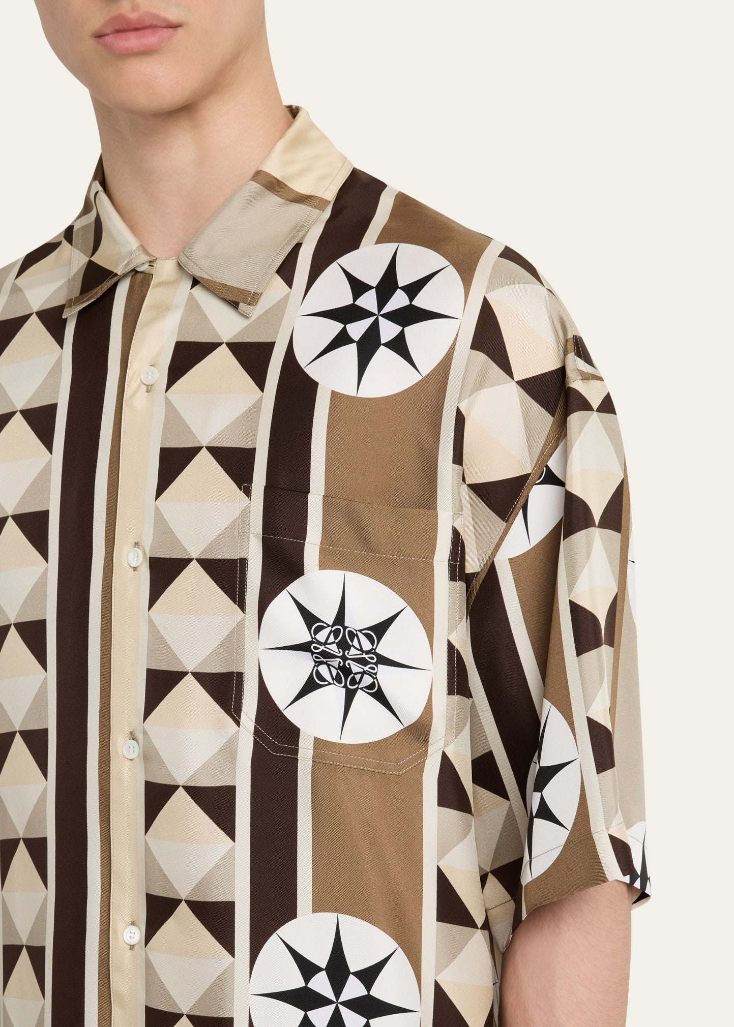 Men's Silk Compass Pocket Camp Shirt - 5