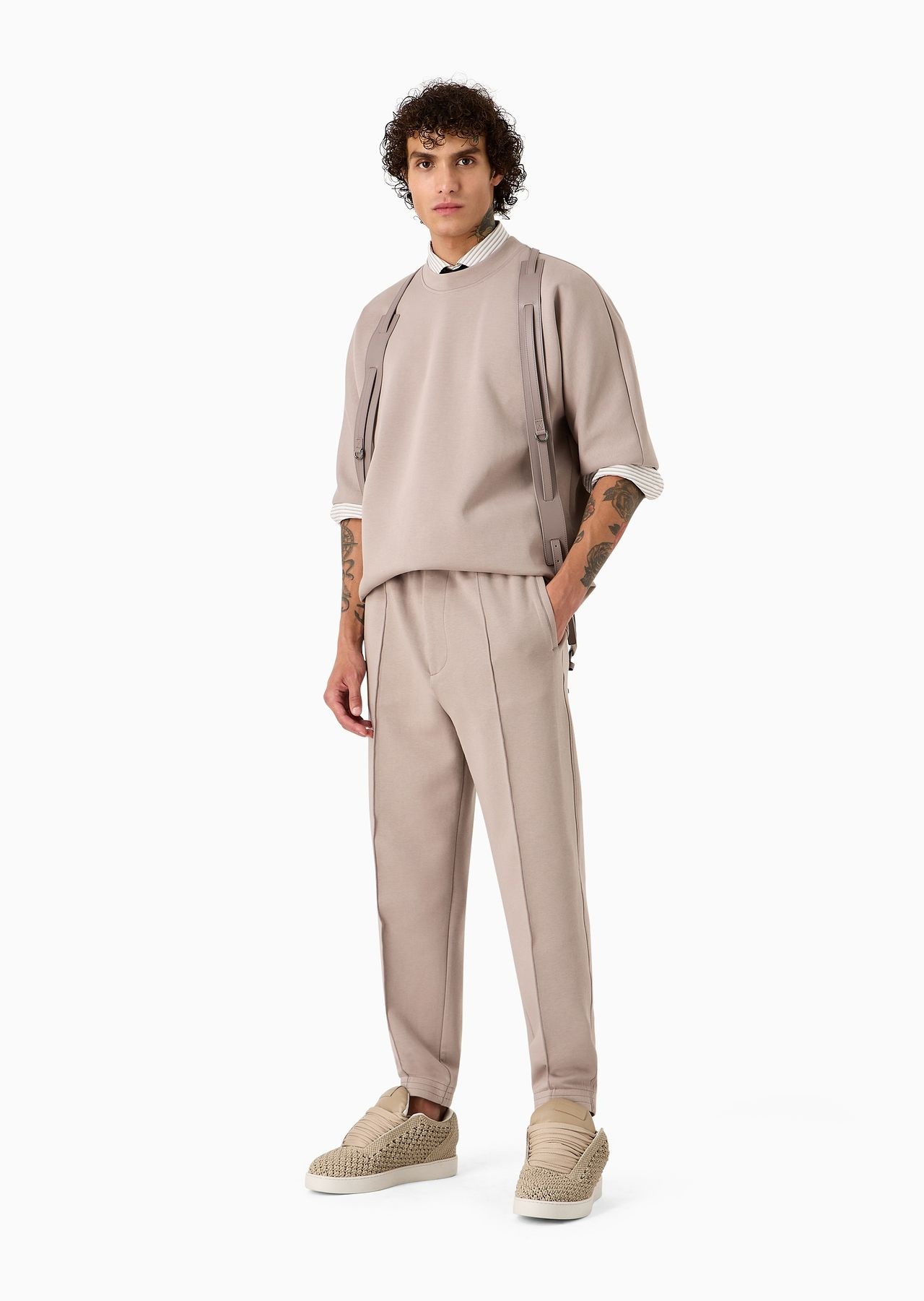 Double-jersey trousers with crease and stretch ankle cuffs - 4