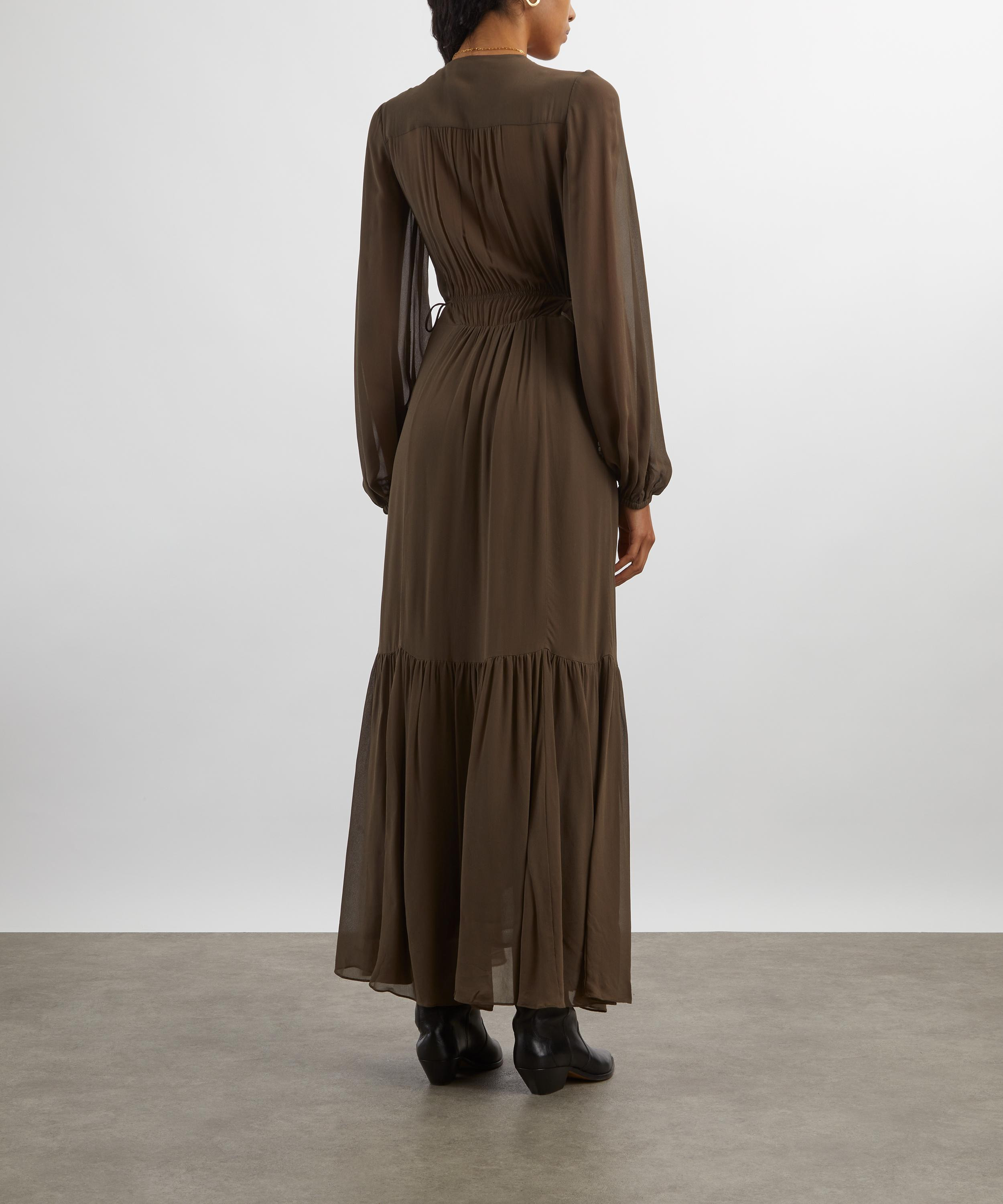 Brianne Khaki Georgette Maxi Dress - 4