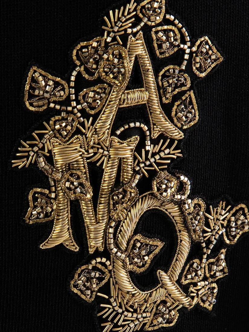 Crystal Embroidered Sweatpants in Black - 5