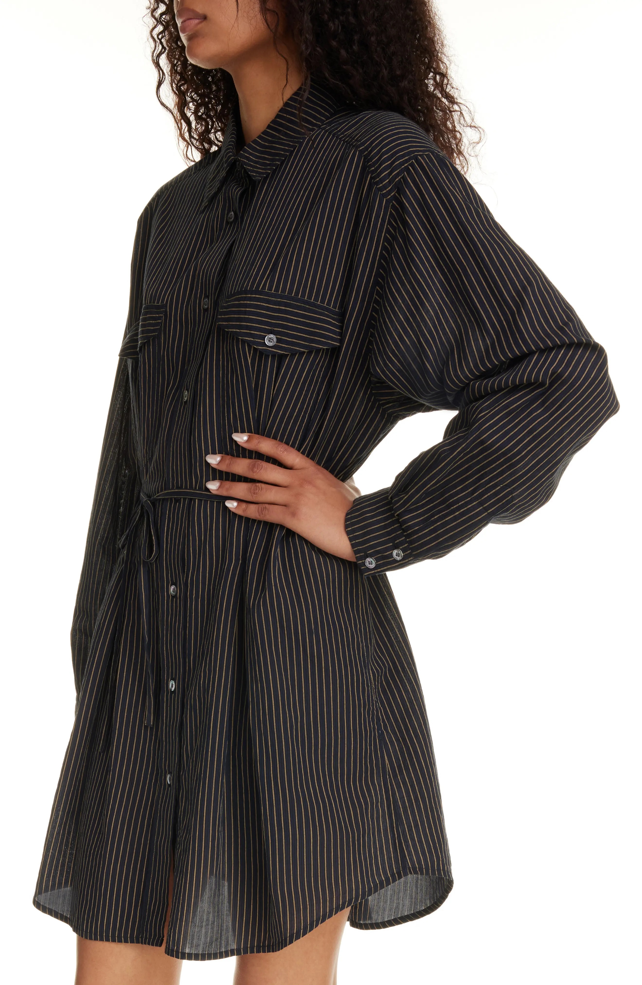 Liliane Stripe Tie Waist Shirtdress - 4