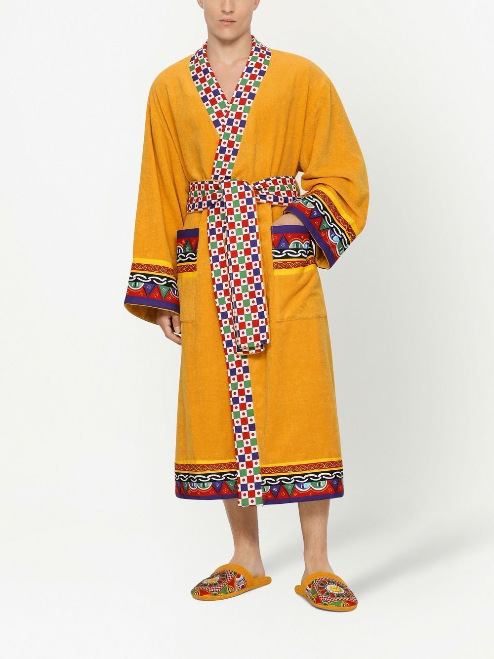 Carretto Siciliano printed trim bathrobe - 3