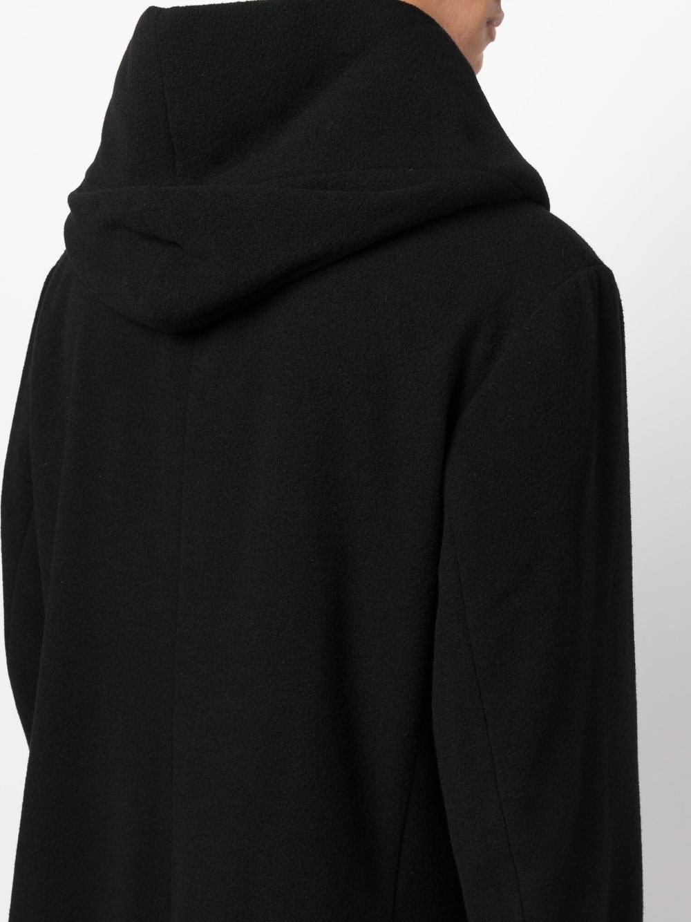 double-breasted hooded wool coat - 5