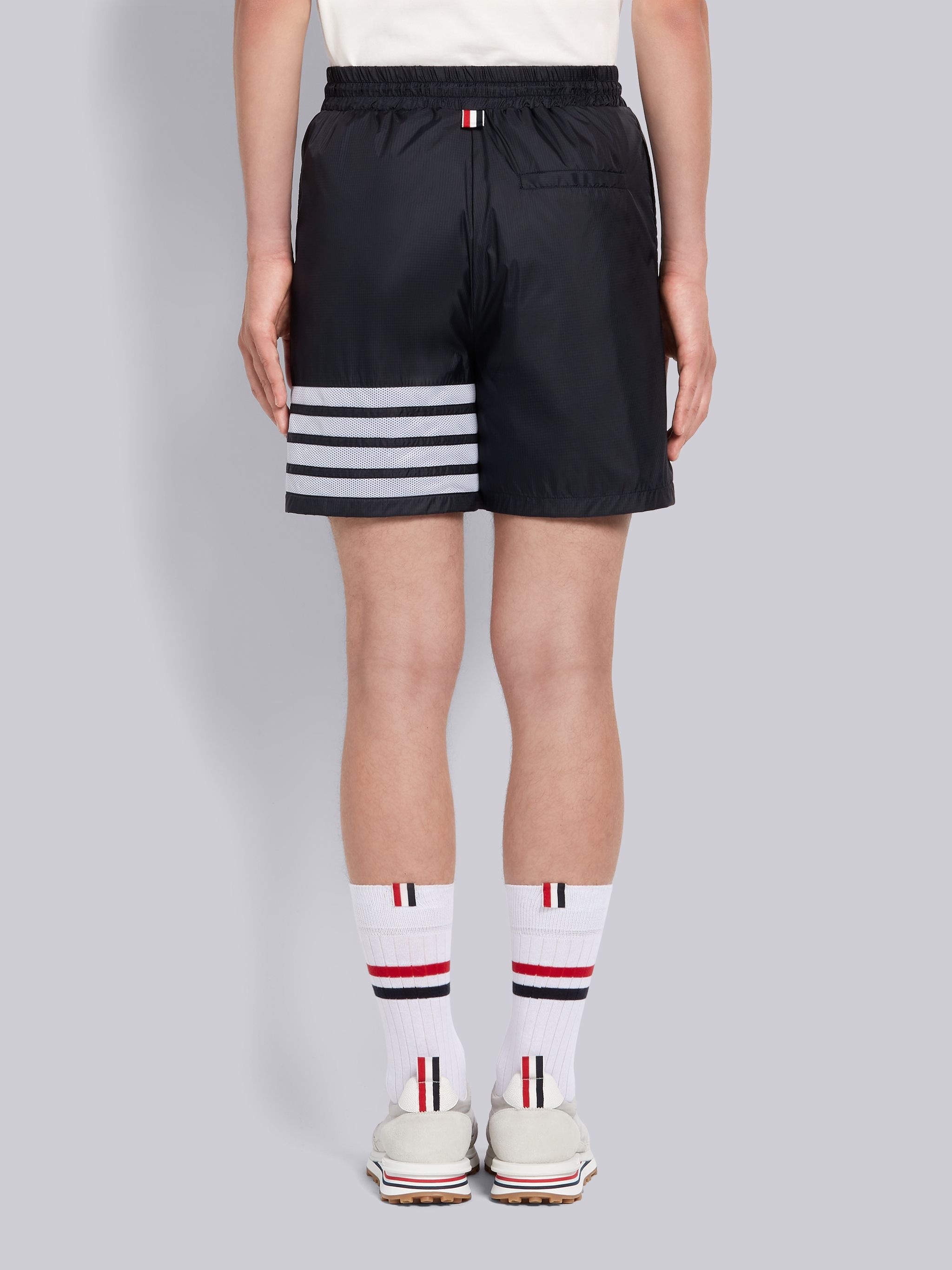 Navy Sheer Ripstop Mid Thigh 4-Bar Shorts - 3