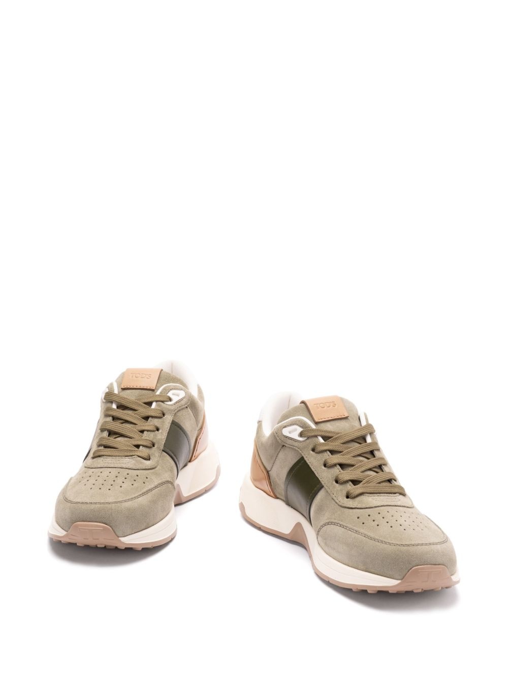 leather-trim suede sneakers - 3