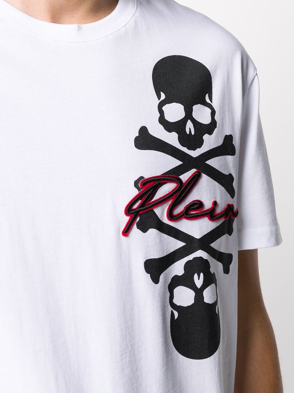 Skull embroidered logo T-Shirt  - 5