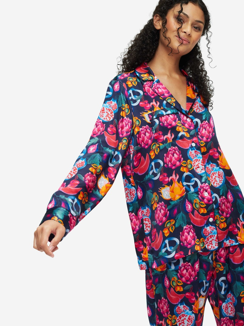 Women's Pyjamas Brindisi 78 Silk Satin Navy 2