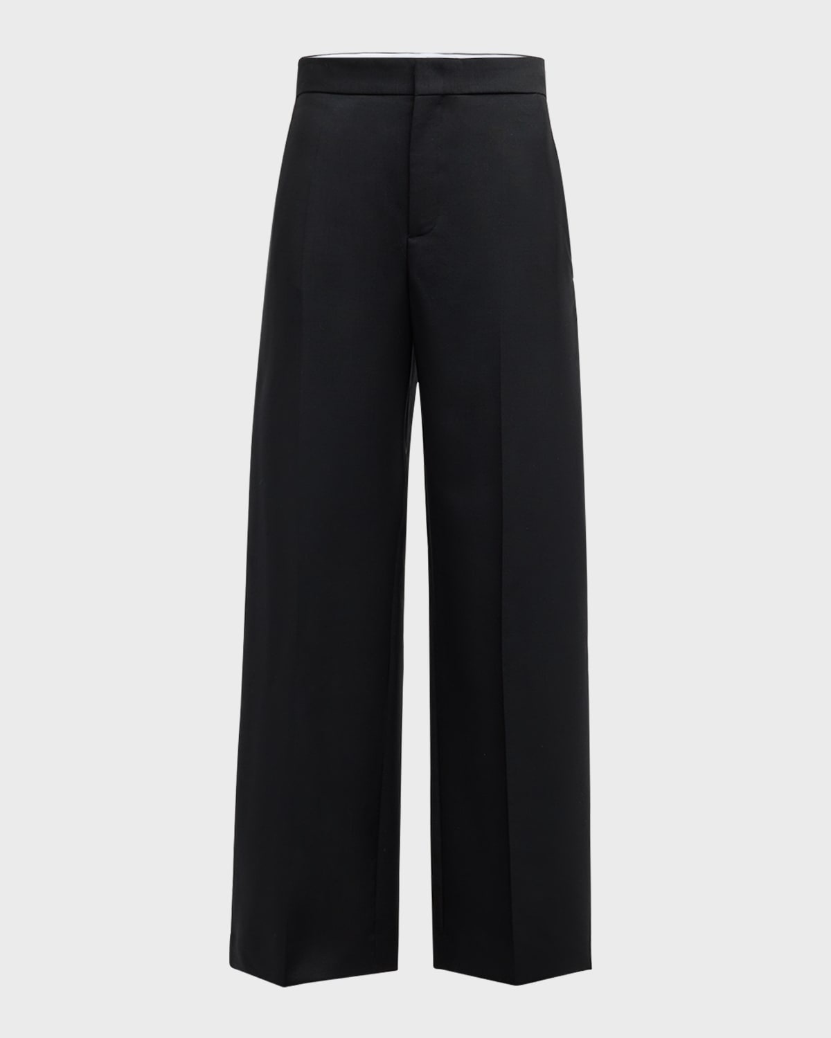 Mid-Rise Side Pleat Wide-Leg Tailored Trousers - 1