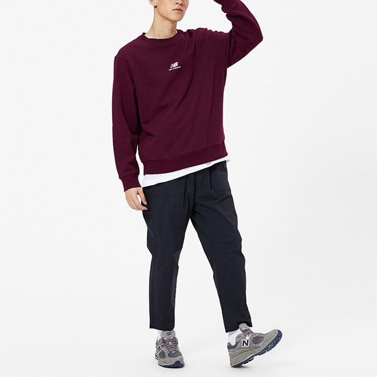 New Balance Men's New Balance Logo Round Neck Long Sleeves Wine Red AMT13343-BG - 5