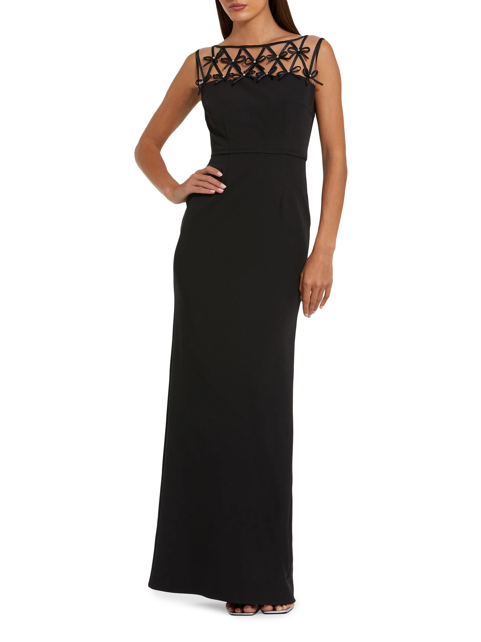 Women's Ieena 1 Bow-Detailed Crêpe Gown - Black - 1