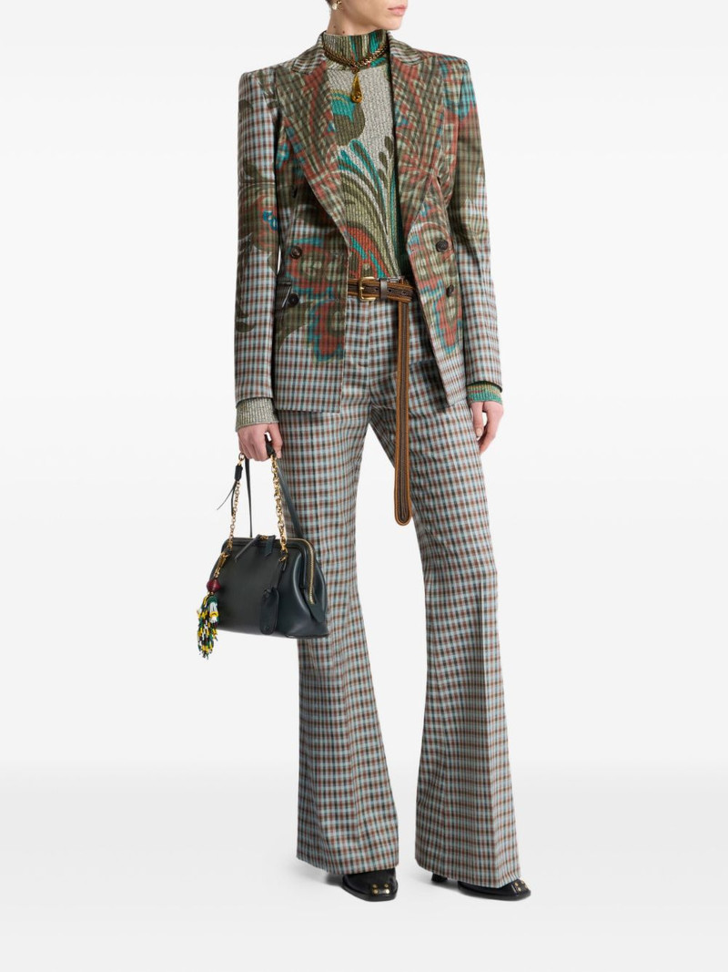 Etro gingham flared trousers outlook