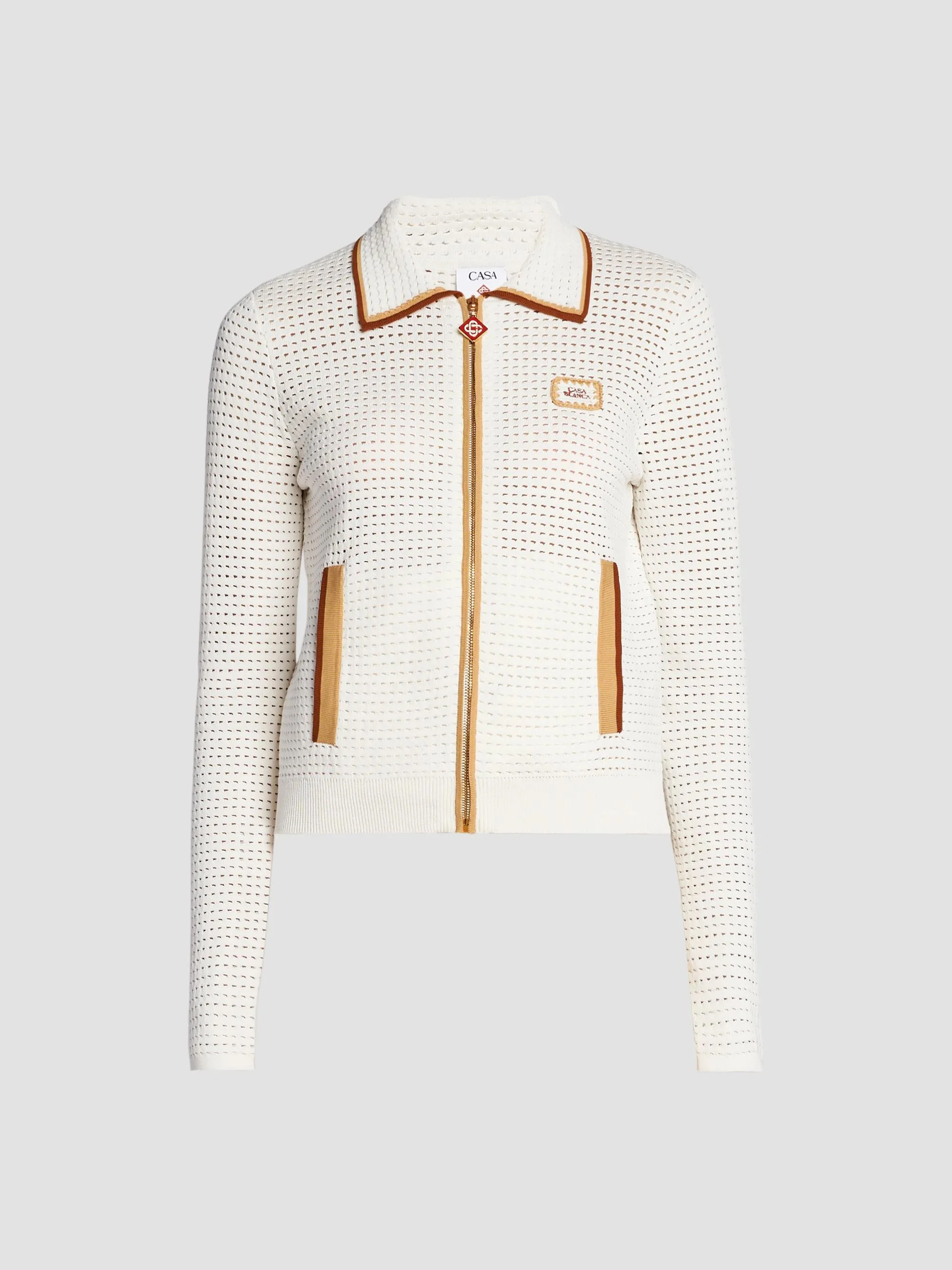 Women's Tuck-Stitch Cotton Jacket - White - 1