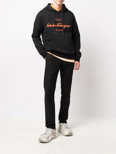 Salvatore Ferragamo embroidered logo drawstring hoodie outlook