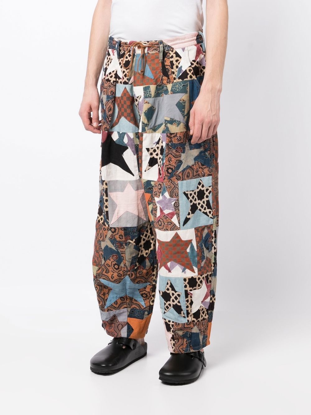 patchwork wide-leg trousers - 3