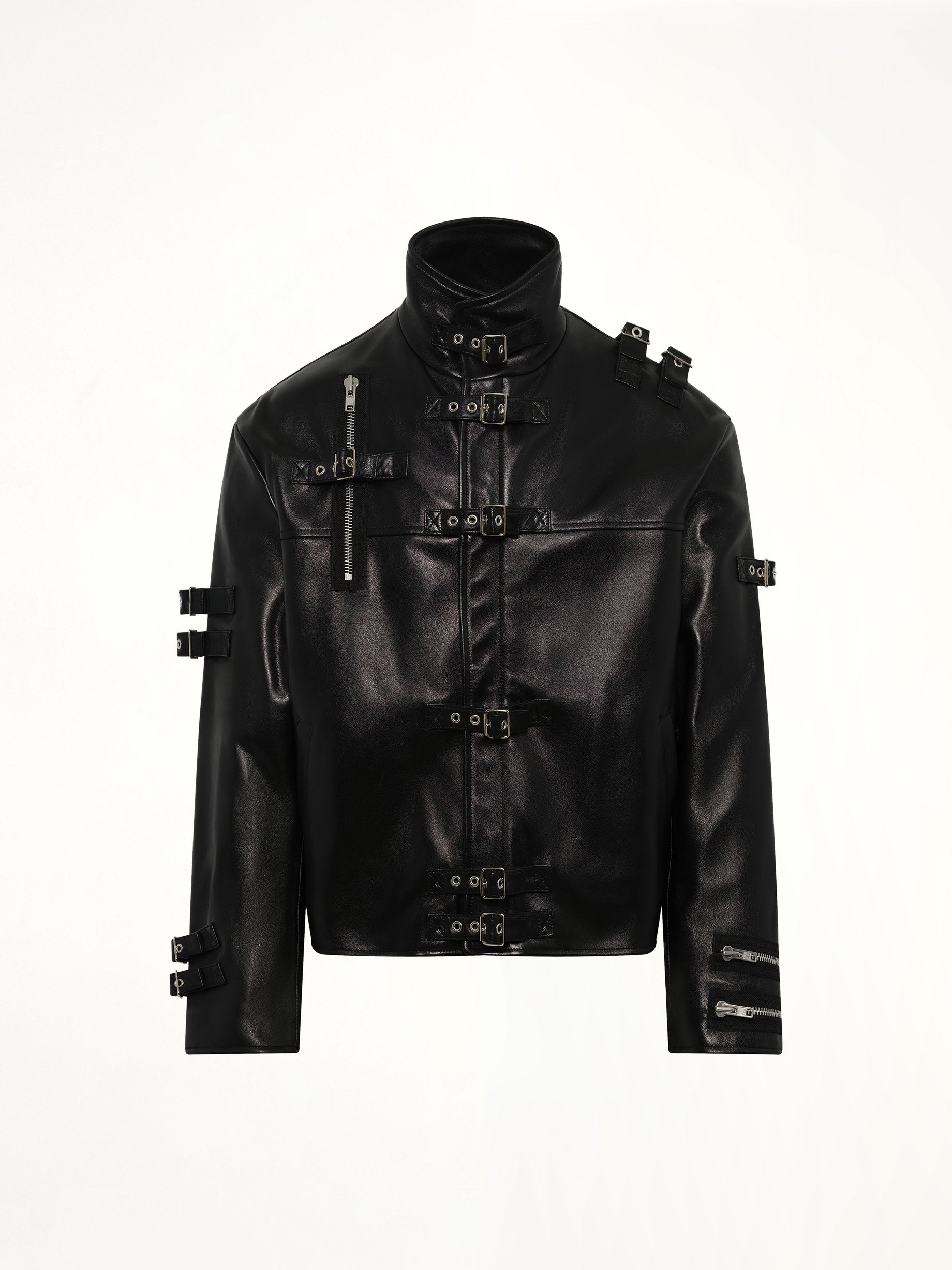 Buckle Overload Leather Jacket in Black - 2