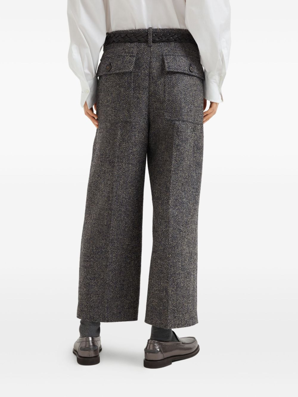 herringbone tweed pleated trousers - 4