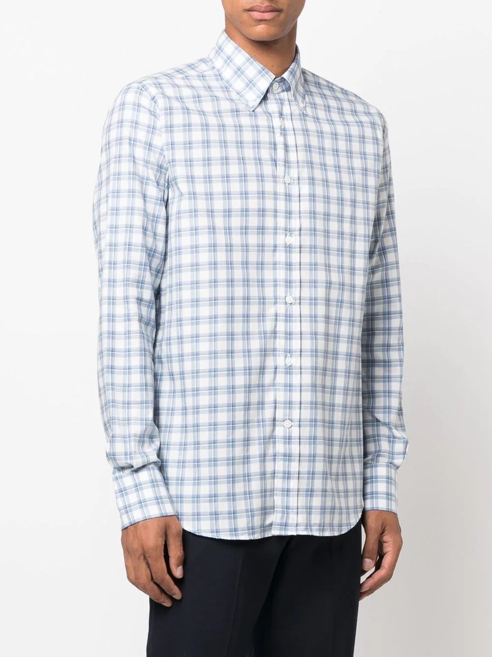 check-print button-down shirt - 3