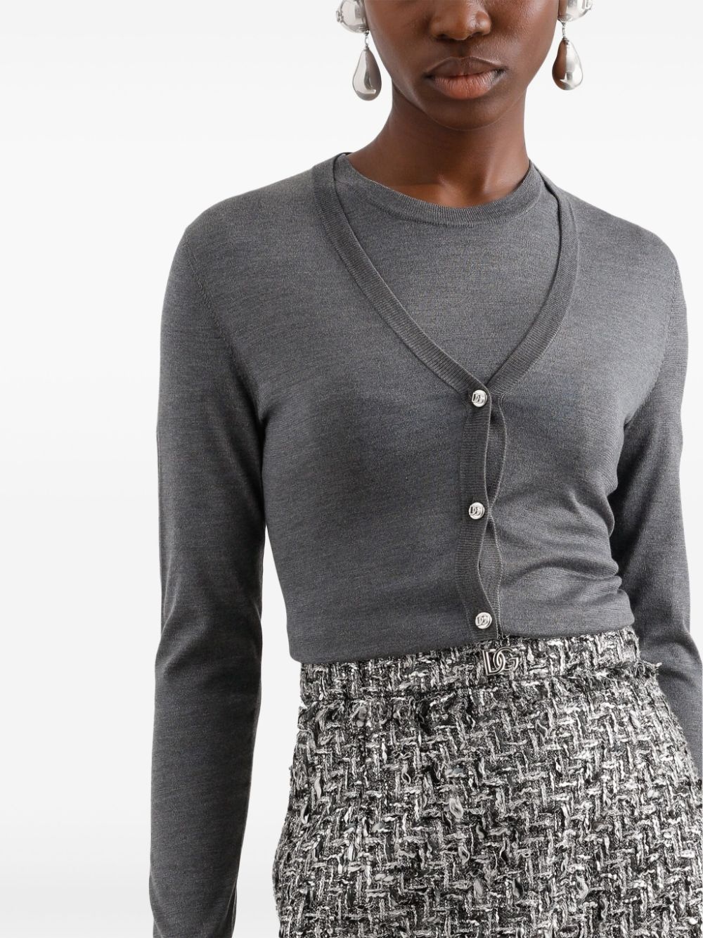 v-neck buttoned cardigan - 4