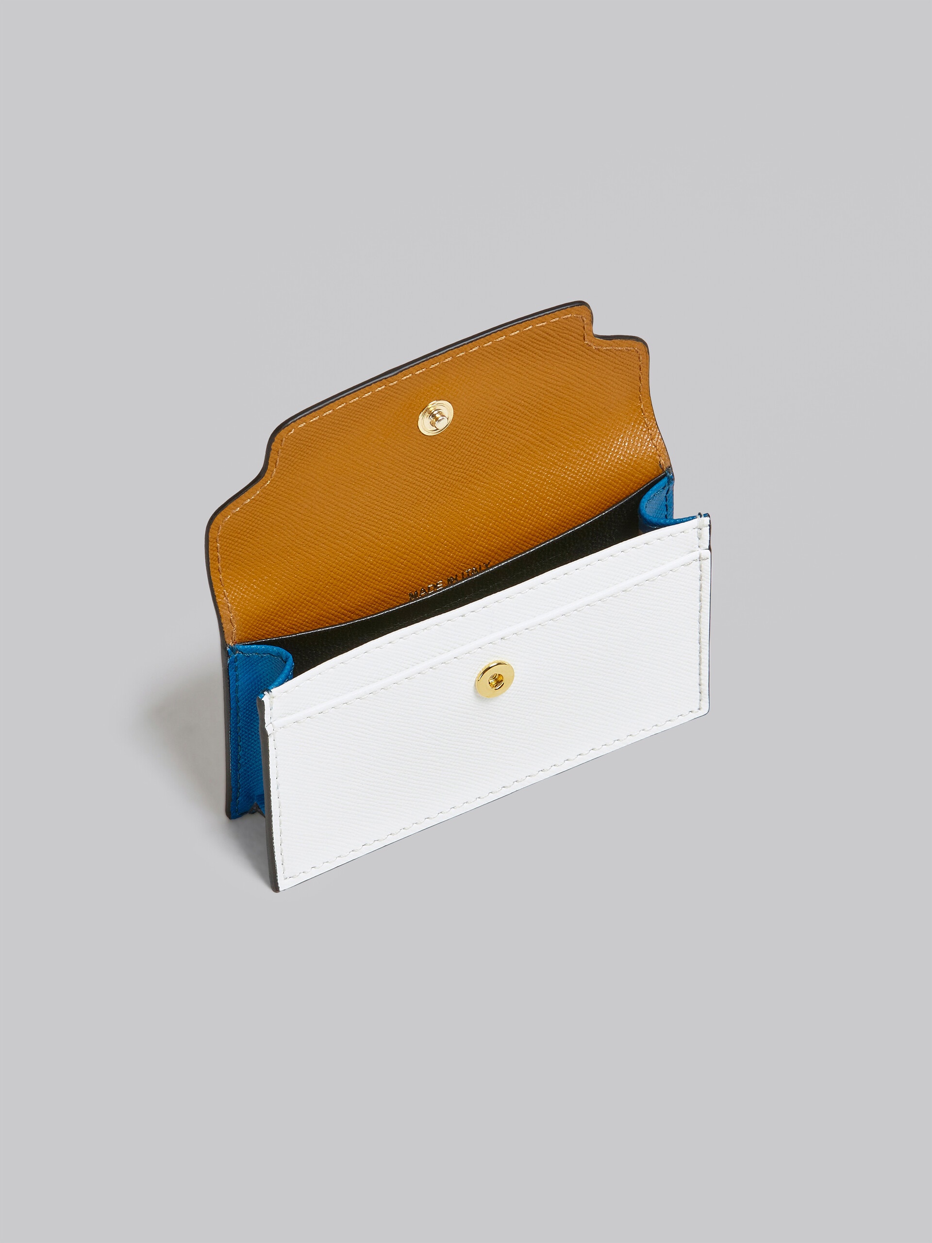 BROWN WHITE AND BLUE SAFFIANO BUSINESS CARD CASE - 2