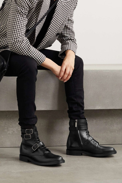 SAINT LAURENT Army buckled leather ankle boots outlook