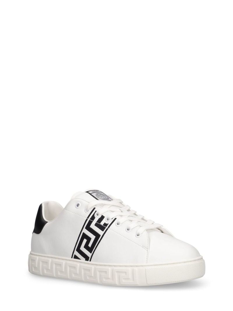 Faux leather logo sneakers - 2