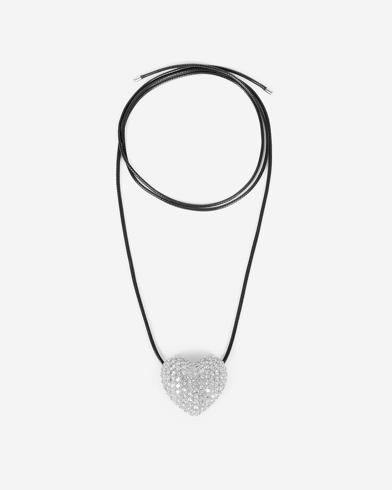 SILVER RHINESTONE HEART PENDANT NECKLACE 1