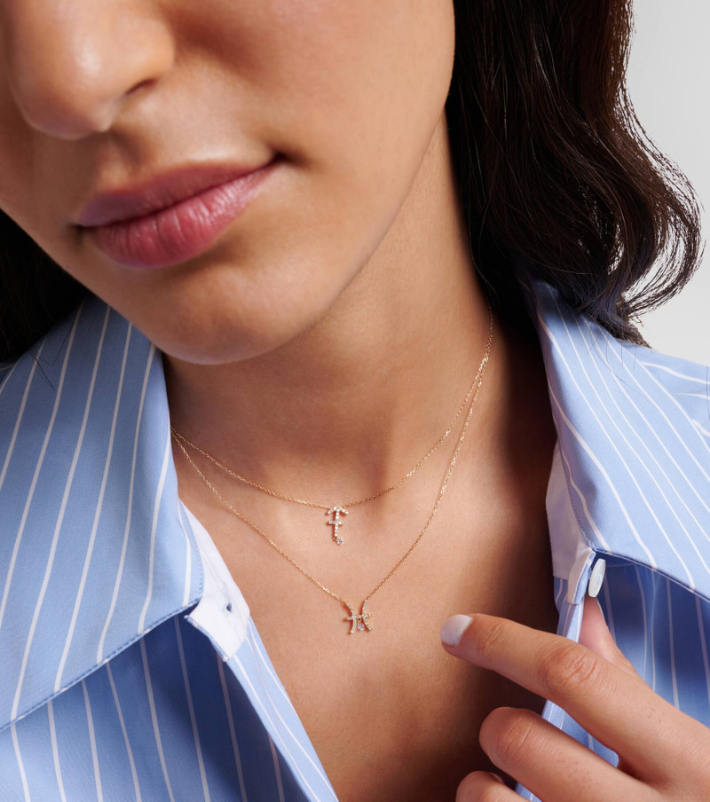 PERSÉE Sagittarius 18kt gold necklace with diamonds outlook