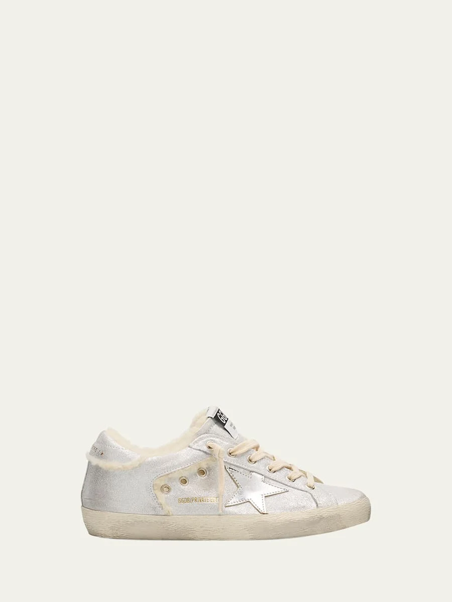 Super-Star Metallic Leather and Shearling Sneakers - 1