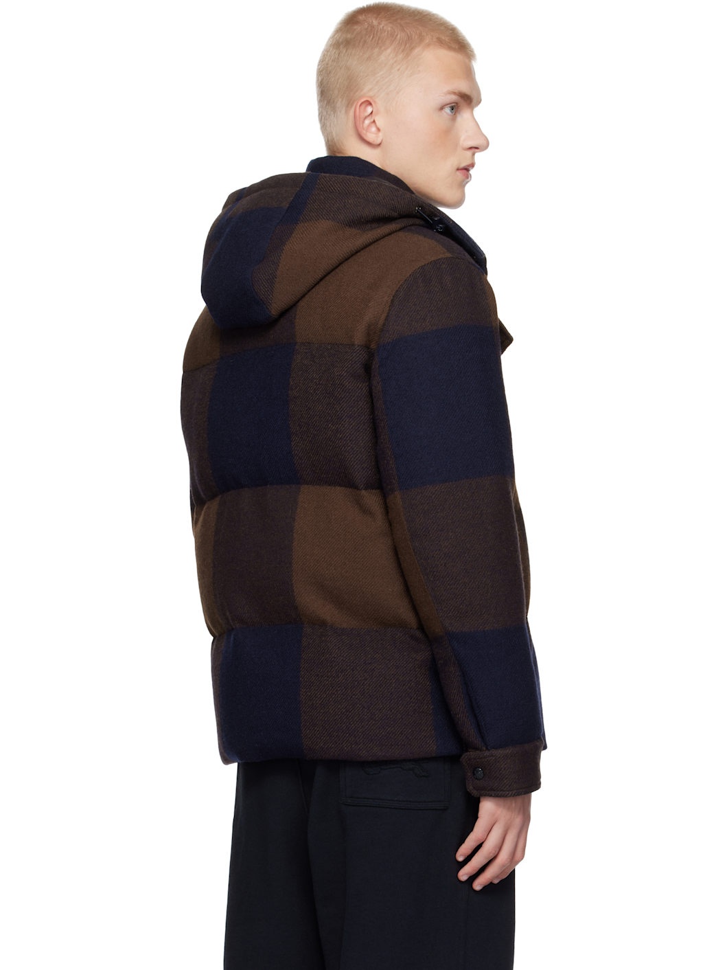 Brown & Blue Ladurns Hooded Wool Down Jacket - 3