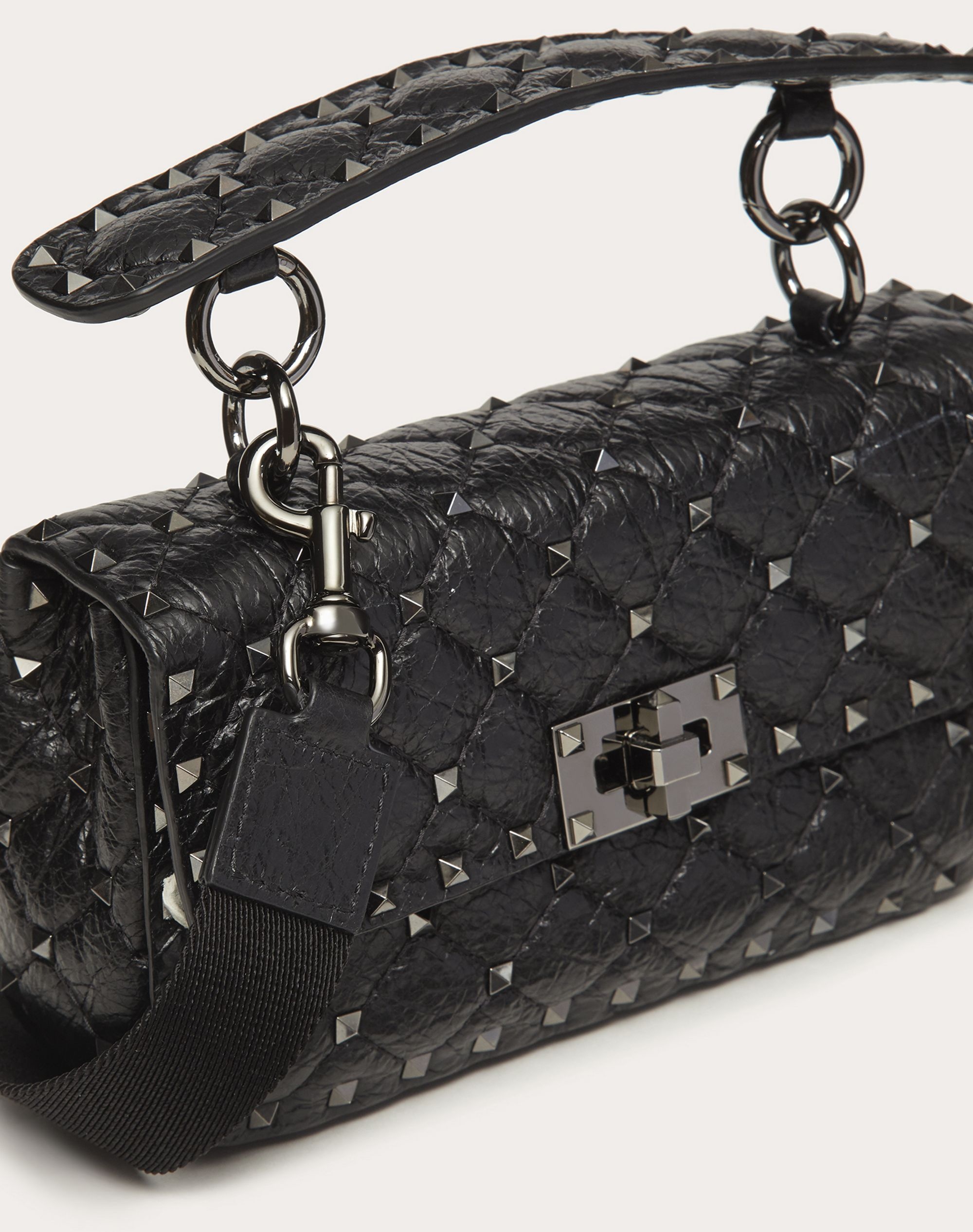 Small Rockstud Spike Crackle-Effect Bag - 5