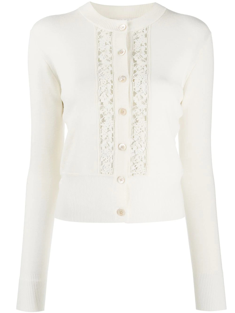 lace-panel cardigan - 1