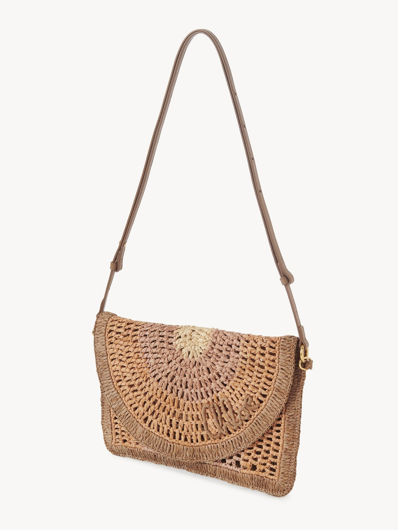 SUMMER BANANA FLAT POUCH WITH STRAP IN RAFFIA 3