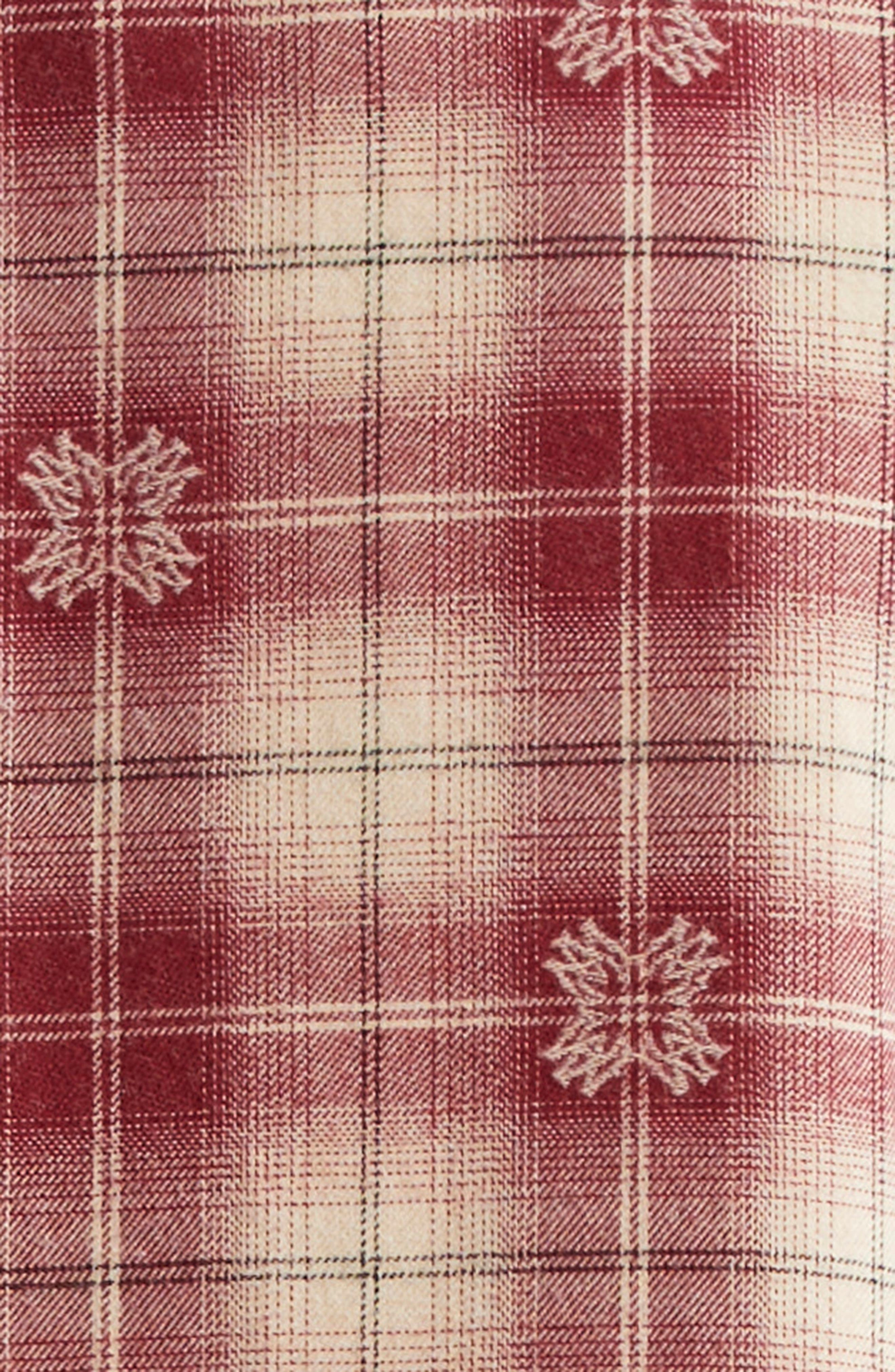 AMIRI Plaid Fleece Lined Cotton Flannel Snap-Up Overshirt in Deep Red at Nordstrom - 7