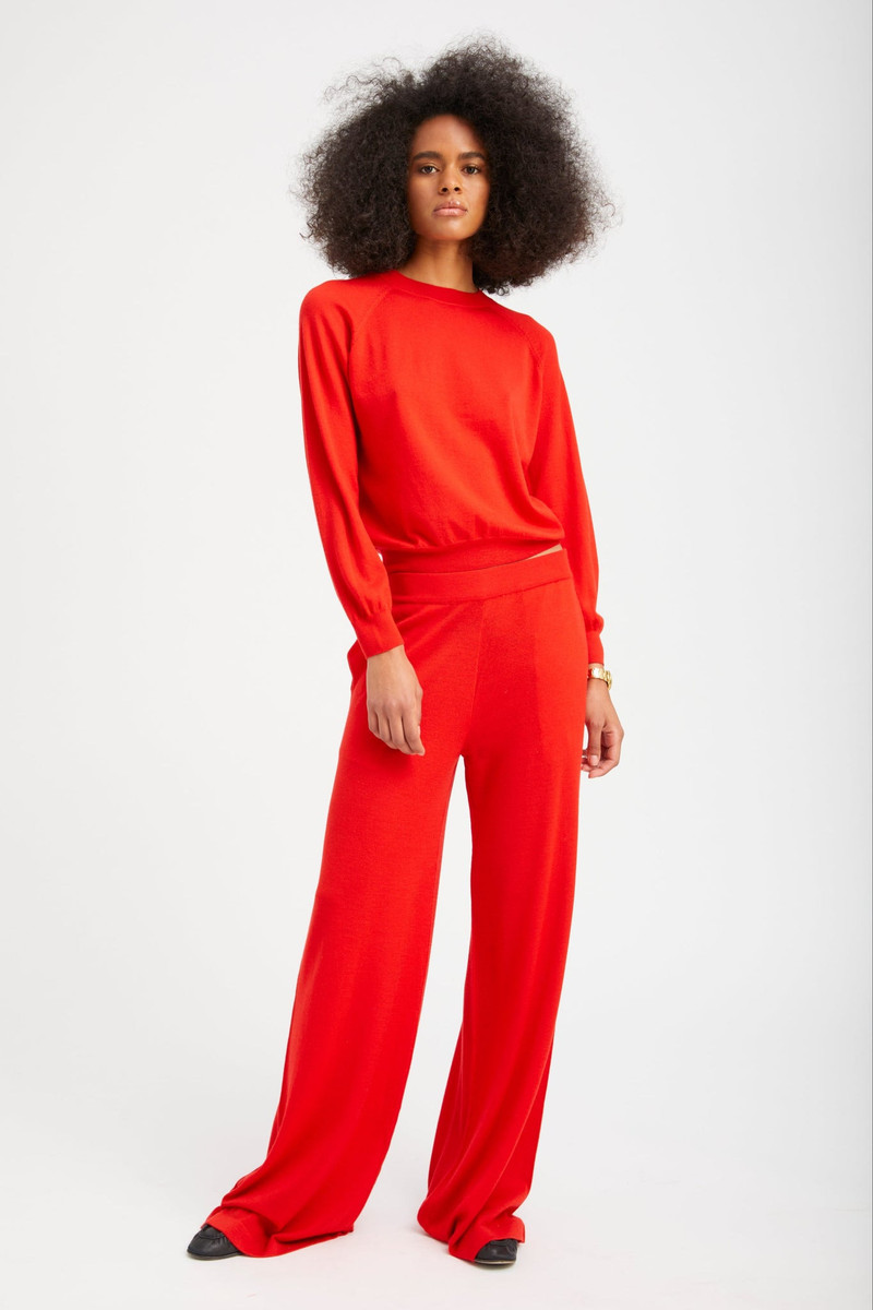 SPRWMN RED CASHMERE RAGLAN SWEATER outlook